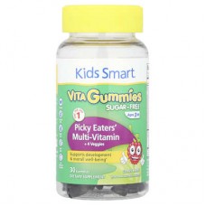 Kids Smart, Kids Smart® Vita, мультивітаміни + 4 овочі для дітей віком від 3 років, цитрусові й ягоди, 30 жувальних таблеток